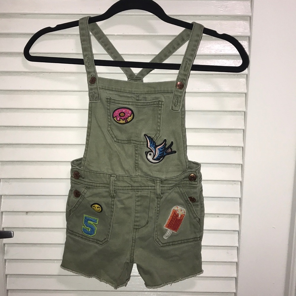 Cat & Jack Green Overalls with Fun Patches